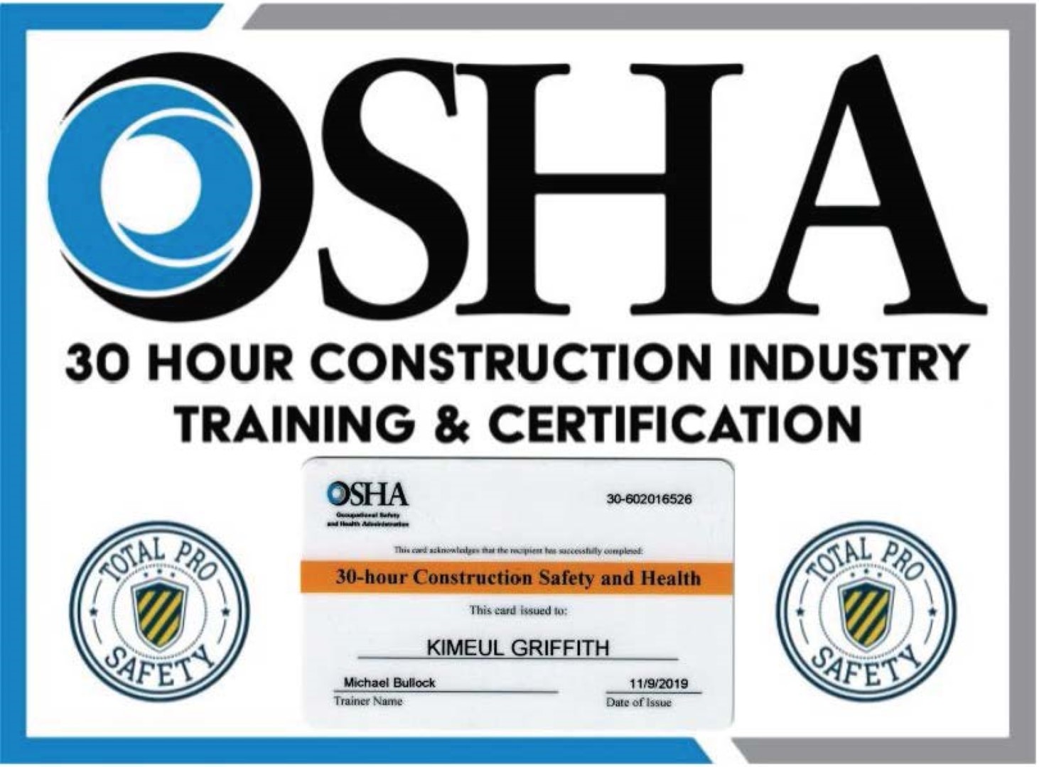 OSHA Certification - Kimeul Griffith